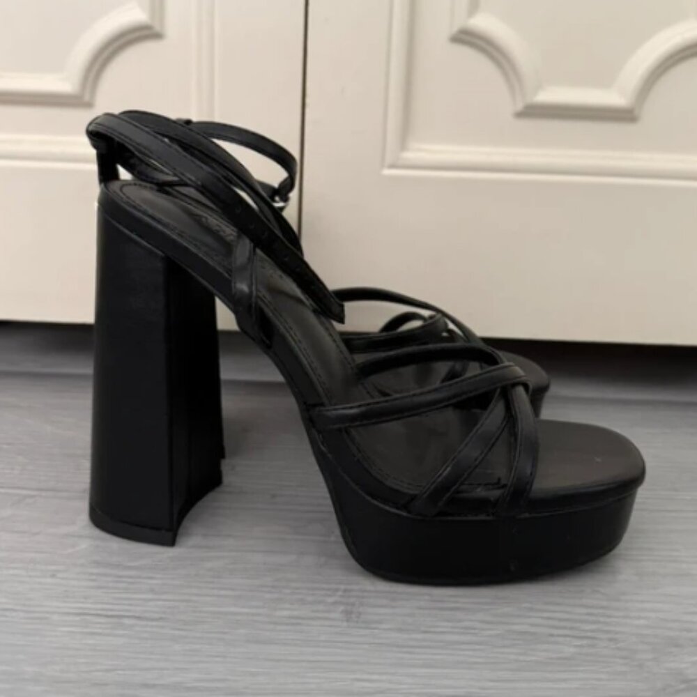 Abbleet Platform Heels for Women Strappy Block Chunky High Heels Open Toe Ankle